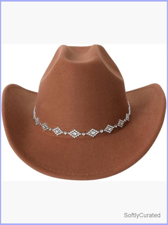 Women\'s Rhinestone Cowboy Hat Wide Brim Cowgirl Hat main image 4